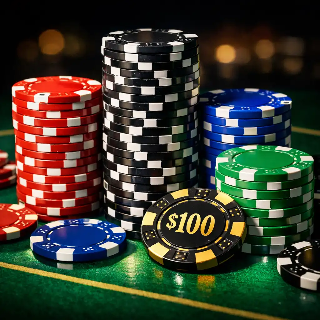 Gros plan sur des jetons de casino empilés
