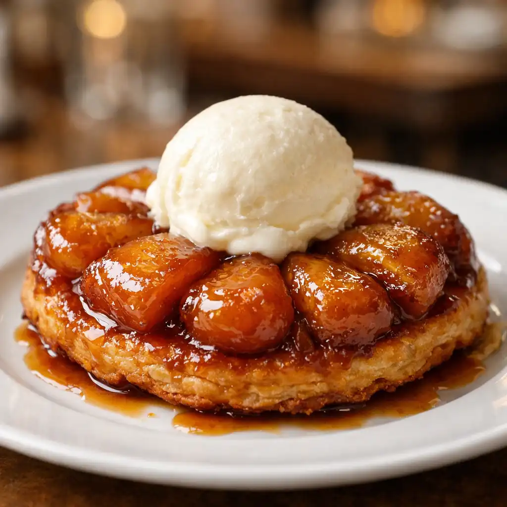 Tarte Tatin revisitée avec crème fraîche